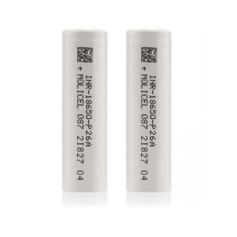 P26A 18650 INR 2600mAh Battery by Molicel - Pack of 2